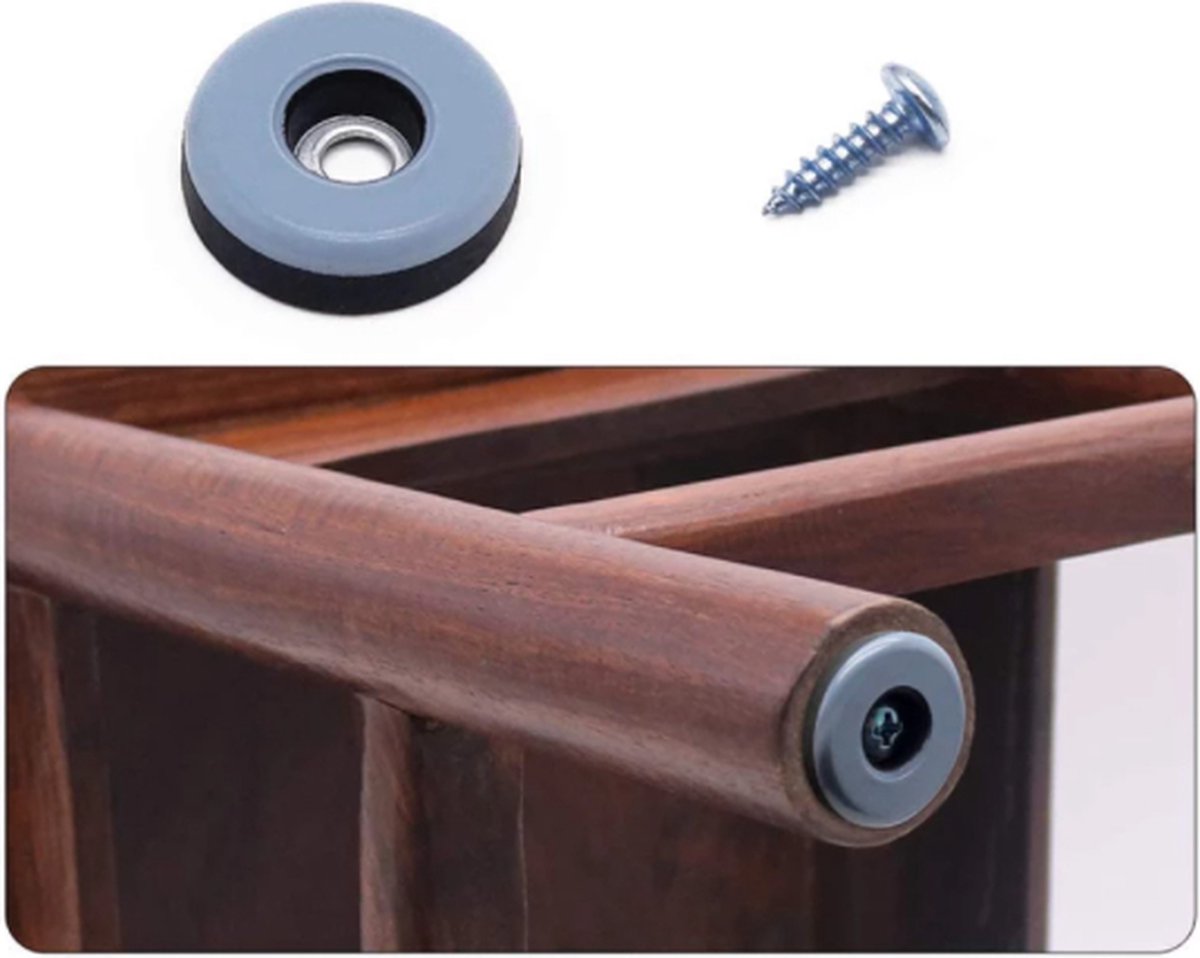 Goodway Set van 16 grijze rechthoekige PTFE Teflon glijders, 1,9 x 7,2 cm, zelfklevend, vloerbescherming voor stoelen en tafels
