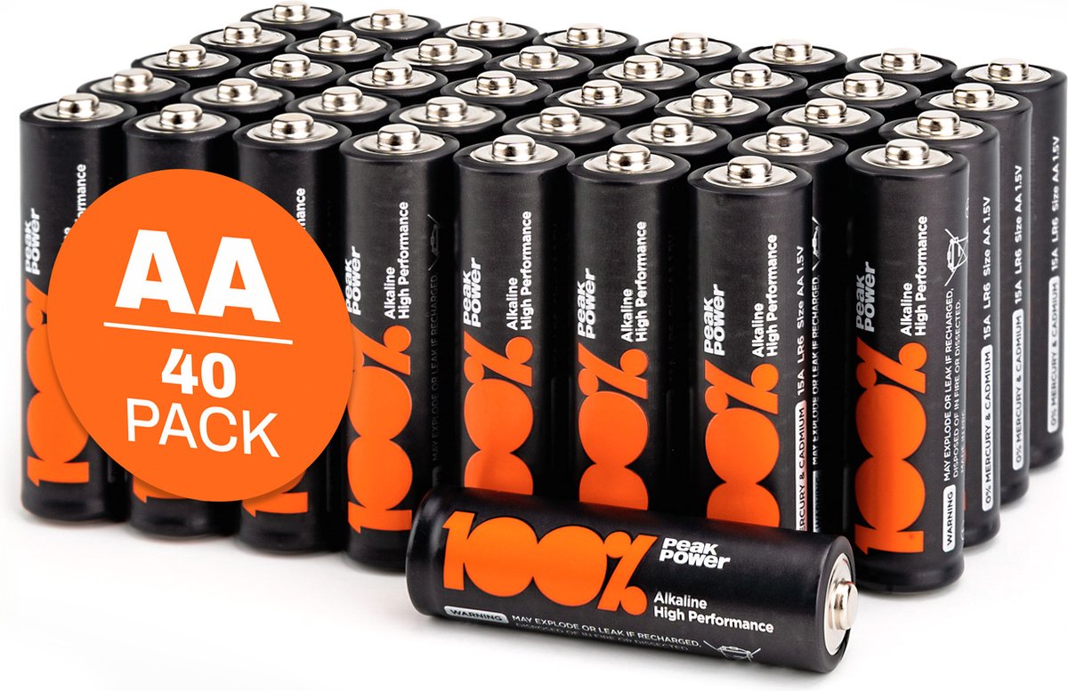 Alkaline batterijen AA mignon penlite LR06 batterij 1.5V – 40 stuks - AA batterij - 100% Peak Power