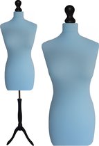 Paspop Blauw - Paspop dames - Mannequin - Mannequin vrouw - Zwarte Driepoot - Paspop Buste Torso - Paspoppen - Etalagepop – 40/42 Verstelbaar