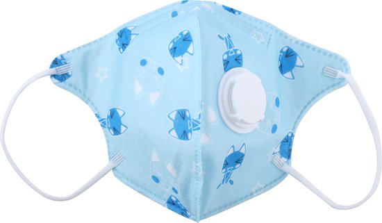 Foto: Kids kinder mondkapje mondmasker met filter 5 laags kleur blauw met opdruk 5 stuks