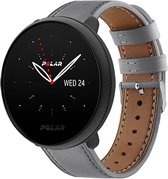 Leer Smartwatch bandje - Geschikt voor  Polar Ignite 2 leren bandje - grijs - Strap-it Horlogeband / Polsband / Armband