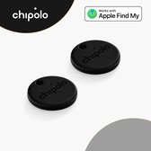 Chipolo One Spot - Apple Tag Airtag Sleutelhanger - Keyfinder Sleutelvinder - Apple Find My Network - 2-Pack - Zwart