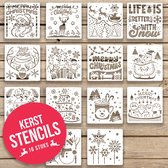 Kerst Stencils voor creatievelingen | Kerst | 15 stuks | 15x15cm | PET plastic | Herbuikbaar | Eenvoudig schoon te maken