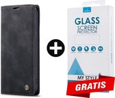 CaseMe Bookcase Pasjeshouder Hoesje iPhone 6/6s Zwart - Gratis Screen Protector - Telefoonhoesje - Smartphonehoesje