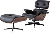 FURGLE – Klassieke Lounge Stoel met Voetenbank – Volnerfleer – Premium Kwaliteit – Vlekkeloos Leer – Draaibare Stoel – Walnoot Hout Model – Italiaans Leer – Gedetailleerde Afwerkin