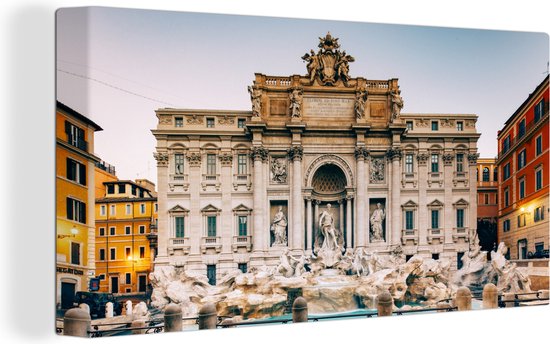 Canvas Schilderij Fontein - Italië - Rome - 40x20 cm - Wanddecoratie