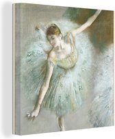 Canvas Schilderij Dancer in Green - Schilderij van Edgar Degas - 90x90 cm - Wanddecoratie