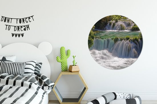 WallCircle - Wall Circle - Wall Circle - Cascades sauvages dans les rivières du Parc National de Krka en Croatie - Aluminium - Dibond - 90x90 cm - Intérieur et Extérieur