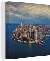 Canvas Schilderij New York - Manhattan - Water - 20x20 cm - Wanddecoratie
