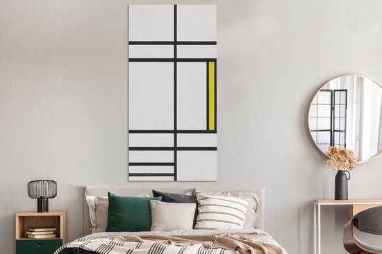 Toile Peinture Composition en blanc, rouge et jaune - Piet Mondrian - 80x160 cm - Décoration murale