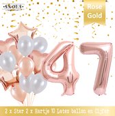 Cijfer Ballon 47 Jaar Rose Gold Pearl Boeket * Hoera 47 Jaar Verjaardag Decoratie Set van 15 Ballonnen * 80 cm Verjaardag Nummer Ballon * Snoes * Verjaardag Versiering * Kinderfees