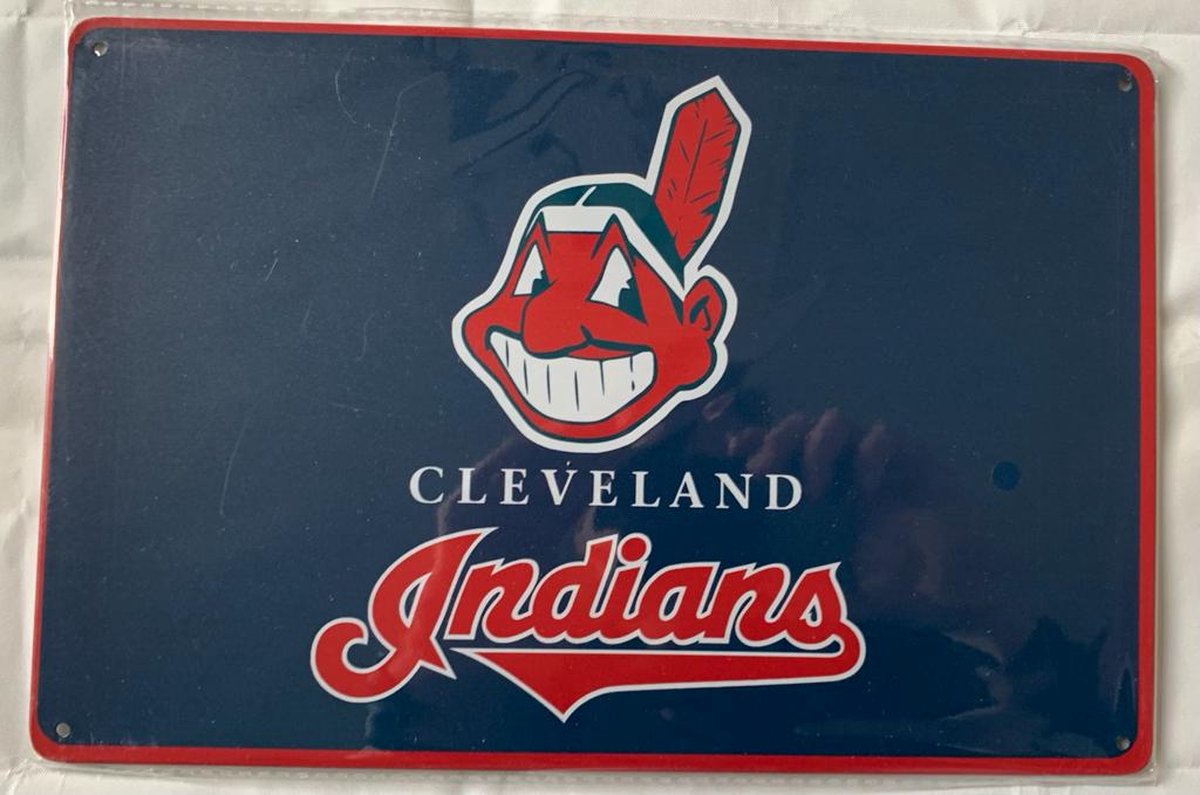 USArticlesEU - Metalen kentekenplaat -Cleveland Indians - 1 - Honkbal - Baseball - MLB - license plate - decor - muurplaat - americana