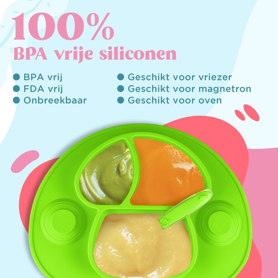 Nevi Kunststof Placemats - Kinderbestek Kinderservies Baby servies- Kinderbord - Placemat kinderen - Bord met zuignappen Groen van Nevi — afbeelding 3