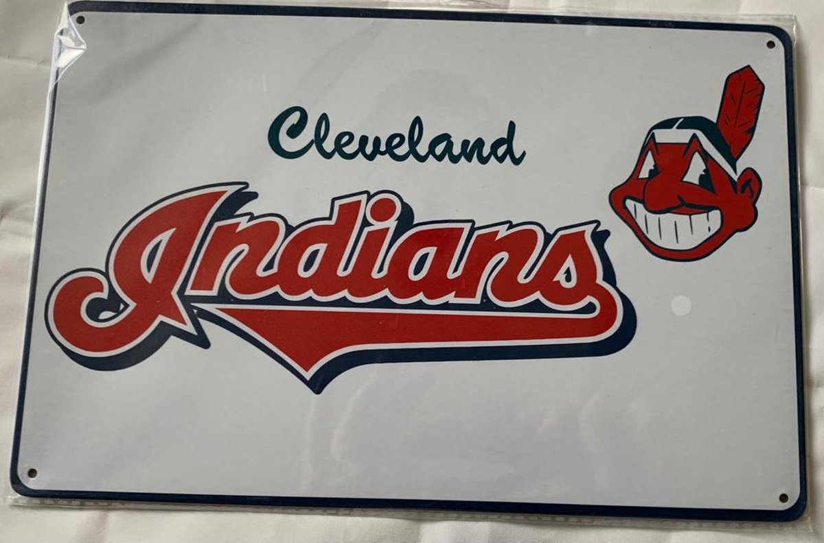 USArticlesEU - Metalen kentekenplaat -Cleveland Indians - 3 - Honkbal - Baseball - MLB - license plate - decor - muurplaat - americana