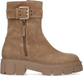 Sacha - Dames - Beige suède enkellaarsjes met gesp - Maat 38