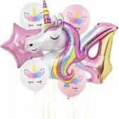 Unicorn Ballonnen - Eenhoorn Feest - 4 jaar - Verjaardagsversiering - Versiering - Eenhoorn - Folieballonnen - Helium Ballon - Meisje - Heliumba- Kinderverjaardag - Thema Feest - K