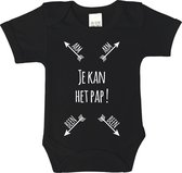 Romper - Je kan het pap! - maat 62 - korte mouwen - baby - baby kleding jongens - baby kleding meisje - rompertjes baby - rompertjes baby met tekst - kraamcadeau meisje - kraamcade