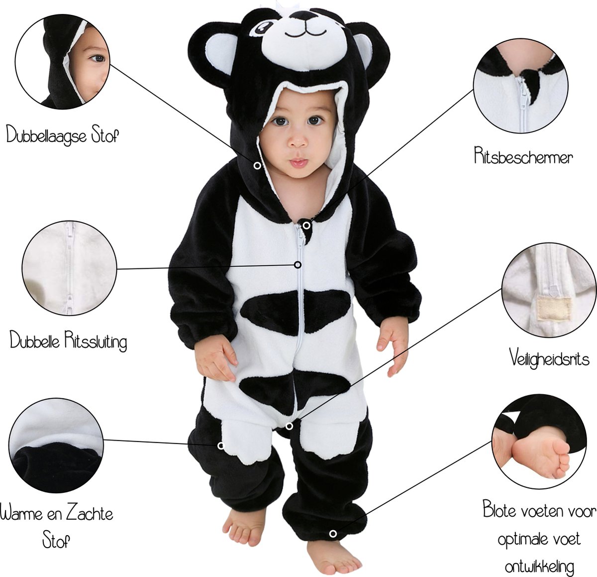 JAXY Baby Onesie - Baby Rompertjes - Baby Pyjama - Baby Pakje - Baby Verkleedkleding - Baby Kostuum - Baby Winterpak - Baby Romper - Baby Skipak - Baby Carnavalskleding - EU 74/80 (label 90) - Hond Zwart — afbeelding 7