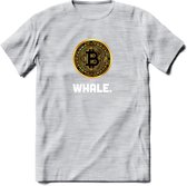 Bitcoin Whale - Crypto T-Shirt Kleding Cadeau | Dames / Heren / Unisex | Bitcoin / Ethereum shirt | Grappig Verjaardag kado | BTC Tshirt Met Print | - Licht Grijs - Gemaleerd - S