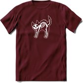 SKKKaleton - Katten T-Shirt Kleding Cadeau | Dames - Heren - Unisex | Kat / Dieren shirt | Grappig Verjaardag kado | Tshirt Met Print | - Burgundy - S