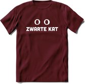 Zwarte Kat - Katten T-Shirt Kleding Cadeau | Dames - Heren - Unisex | Dieren shirt | Grappig Verjaardag kado | Tshirt Met Print | - Burgundy - L