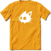 Cat Head - Katten T-Shirt Kleding Cadeau | Dames - Heren - Unisex | Kat / Dieren shirt | Grappig Verjaardag kado | Tshirt Met Print | - Geel - S