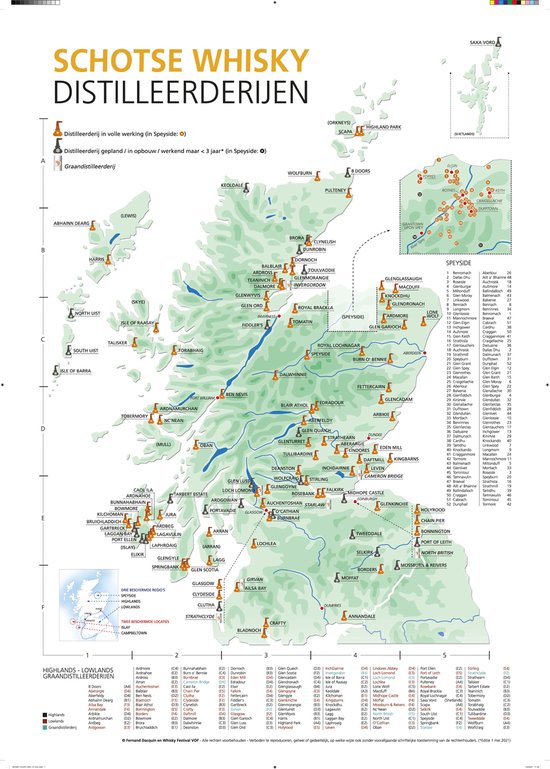 Whisky unlimited - Poster Schotse whisky distilleerderijen - A2 formaat(staand)