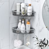 Badkamer Wandrek 2 Stuks - Zonder Boren - Doucherek Hoek - Douche Organizer - Rek - Opbergrek - Waterdicht - Voor Hoeken - Grijs