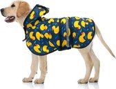Sharon B - Regenjas voor kleine honden - eendjes - mesh voering - ruglengte 32 cm- borstomvang 41 cm - nekomvang 30 cm - hondenregenjas - reflecterend in het donker