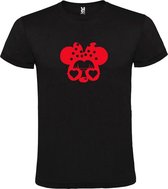 Zwart  T shirt met  "Minnie Mouse Love " print Rood size XL