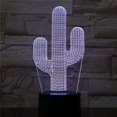 3D Led Lamp Met Gravering - RGB 7 Kleuren - Cactus