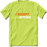 I Accept Bitcoin - Crypto T-Shirt Kleding Cadeau | Dames / Heren / Unisex | Bitcoin / Ethereum shirt | Grappig Verjaardag kado | BTC Tshirt Met Print | - Groen - S