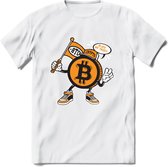 BTC Mascot - Crypto T-Shirt Kleding Cadeau | Dames / Heren / Unisex | Bitcoin / Ethereum shirt | Grappig Verjaardag kado | BTC Tshirt Met Print | - Wit - 3XL