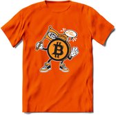 BTC Mascot - Crypto T-Shirt Kleding Cadeau | Dames / Heren / Unisex | Bitcoin / Ethereum shirt | Grappig Verjaardag kado | BTC Tshirt Met Print | - Oranje - M