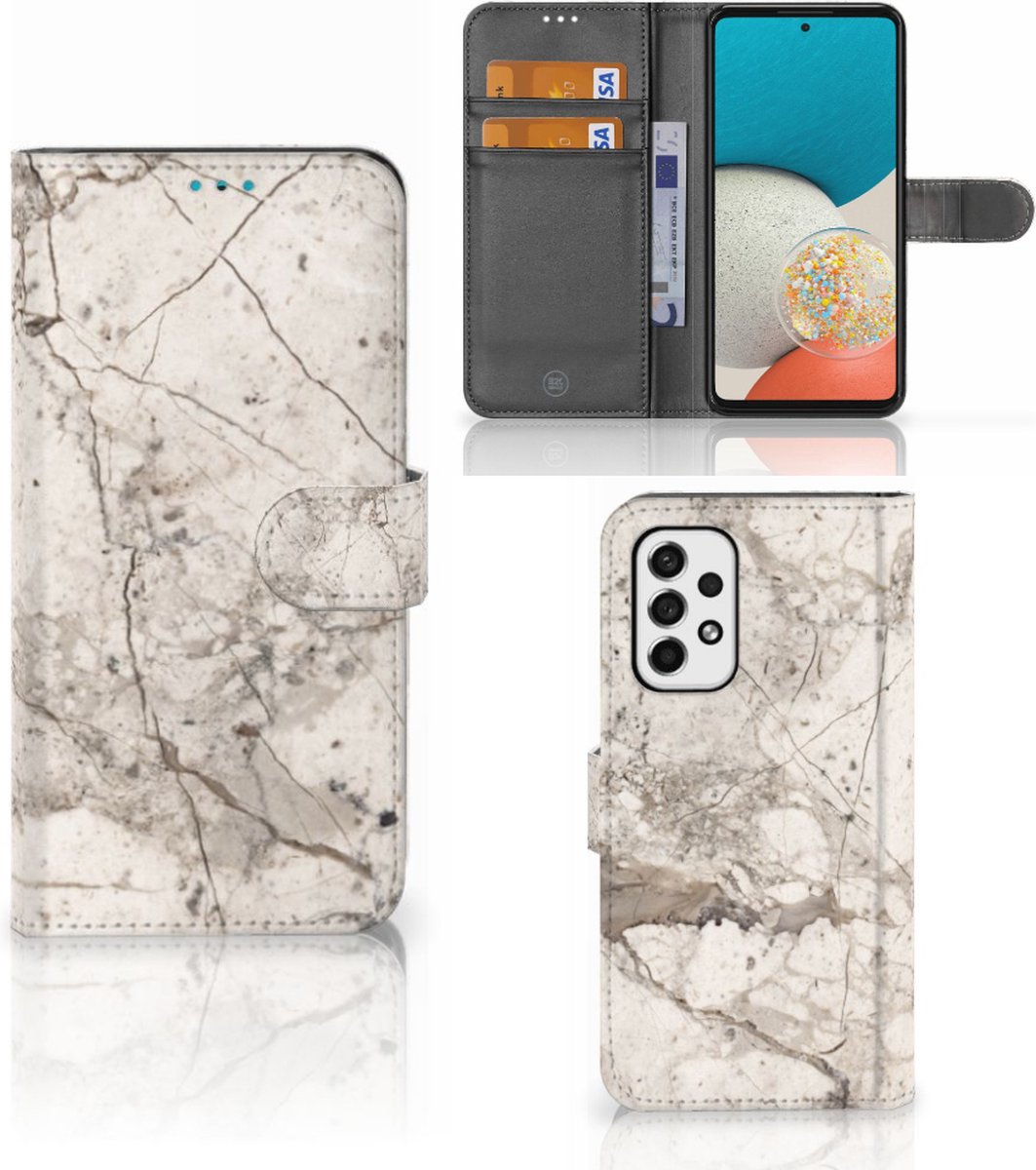 Boekhoesje voor Samsung Galaxy A53 Bookcase Marmer Beige