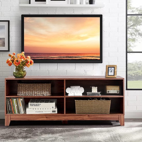 Gecomprimeerd En team compenseren furnibella - Moderne houten TV-meubel, breed media console kast voor TV tot  60", thuis... | bol.com
