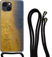 Telefoonkoord - Telefoonketting - Telefoonhoesje Geschikt voor iPhone 13 Mini - Goud - Roest print - Blauw - Siliconen - Crossbody - Telefoonhoesje met koord