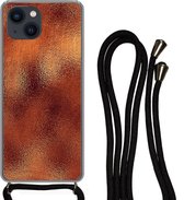 Telefoonkoord - Telefoonketting - Telefoonhoesje Geschikt voor iPhone 13 Mini - Roest print - Abstract - Staalplaat - Siliconen - Crossbody - Telefoonhoesje met koord