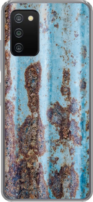 Coque avec impression rouille unique sur tôle ondulée, pour Samsung Galaxy A03s.