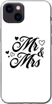 Geschikt voor iPhone 13 hoesje - Spreuken - 'Mr & Mrs' - Hart - Quotes - Siliconen Telefoonhoesje