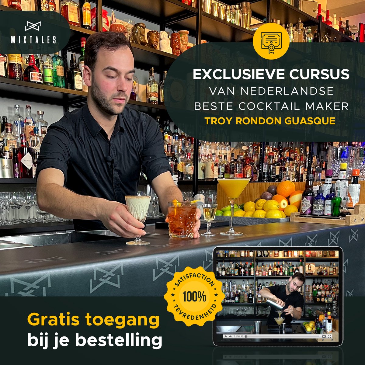 Mixtales® Premium Cocktailset - 12-Delige Set met Cocktail Shaker (830ml) & Stijlvolle Opbergkoker - Ideale Giftset - Incl. Unieke Videocursus door Nederlands Topbartender (t.w.v. €29,95) — cadeau in Kookcadeaus - foto 2