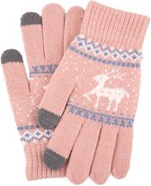 Wolle Handschoenen met Touchscreen - Kerst - Dames Licht Roze
