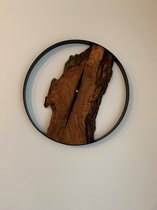 Hazal Wood - Klok - Wanddecoratie - Olijfboomhout -  40cm diameter