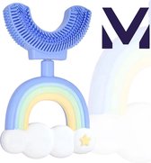 Medies -  360° U-vormige kindertandenborstel regenboog blauw | baby tandenborstel | kindertandenborstel | peuter tandenborstel | U-vorm -  siliconen - bpa free - 2 tot 7 jaar