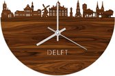 Skyline Klok Delft Palissander hout - Ø 40 cm - Woondecoratie - Wand decoratie woonkamer - WoodWideCities