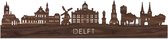 Skyline Delft Notenhout - 80 cm - Woondecoratie design - Wanddecoratie - WoodWideCities