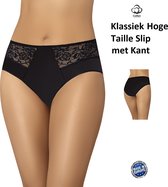 Teyli Dames Ondergoed - Klassieke Slip Katoen  met Kant - Zwart L