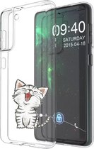 Samsung Galaxy S21 Transparant siliconen hoesje Schattig katje