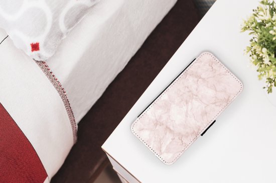 Bookcase pour téléphone iPhone 8 Bookcase - Marbre - Rosé - Chic - Avec compartiments - Étui portefeuille avec fermeture magnétique