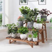 3 Tier - vrijstaande ladder plank - hout Plant Stand - Indoor Outdoor Plant Display rek - bloempot houder - Planter organisator